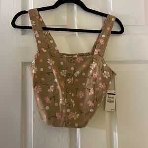 Bp boho linen floral crop top